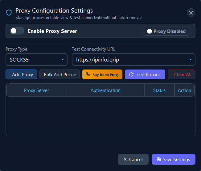 SOCKS5 / HTTP Proxy Gateway - FBVerse Bot v3.7 Screenshot